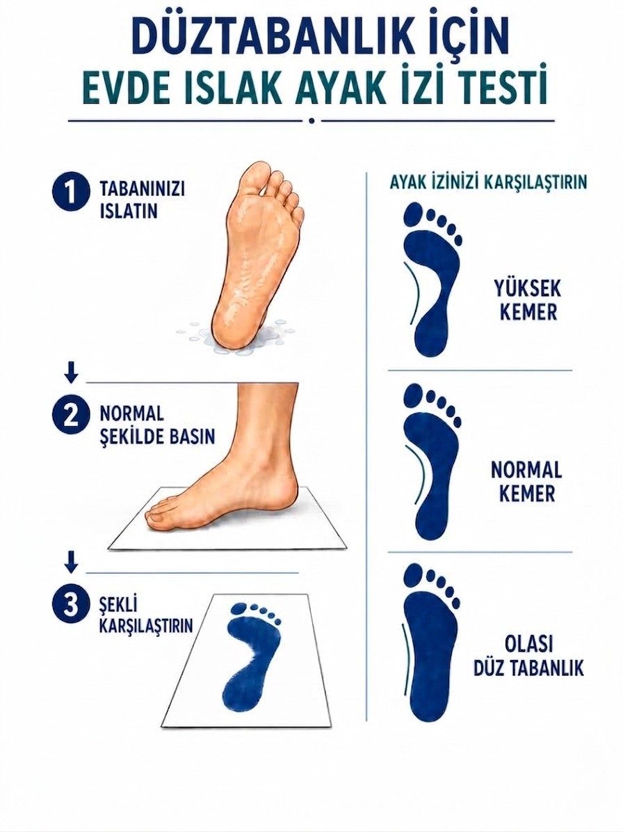 Evde ıslak ayak izi testinin yapılışı